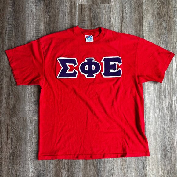 Vintage Single Stitch Embroidered Fraternity T-Shirt - Sigma Phi Epsilon XLarge - Picture 1 of 3